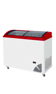 Pultová mraznička presklené oblé veko ARO 306/2 Red Edge