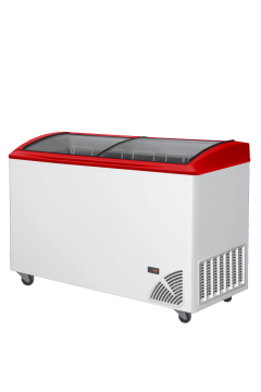 Pultová mraznička presklené oblé veko ARO 406/2 Red Edge