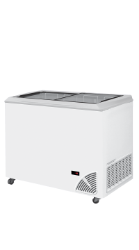 Pultová mraznička presklené rovné veko ARO 301/2 White Edge