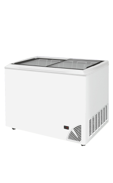 Pultová mraznička presklené rovné veko ARO 401/2 White Edge