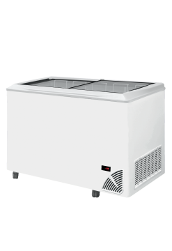 Pultová mraznička presklené rovné veko ARO 501/2 White Edge